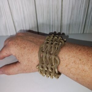 Chunky Woven Mesh Rope Gold Toned Bracelet
